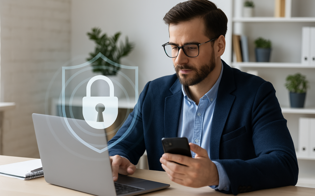 Small business owner securing network access with Zero Trust strategy