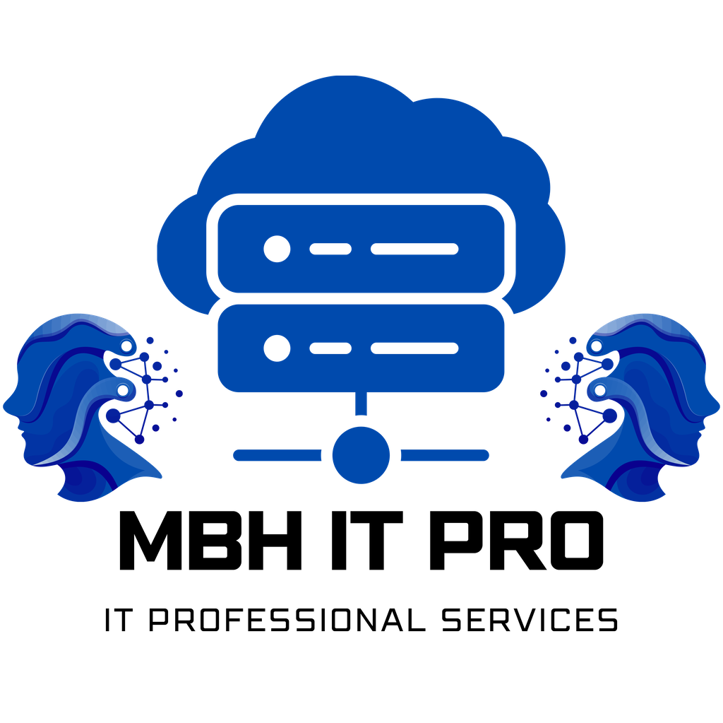 MBH IT PRO Business IT Services Cybersecurity Cloud Backup Logo MBH IT PRO logo – business IT services, cybersecurity, cloud solutions, network setup, data backup and IT support